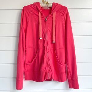 Athleta Hang Loose Full Zip Hoodie Sweatshirt Jacket In Watermelon Large